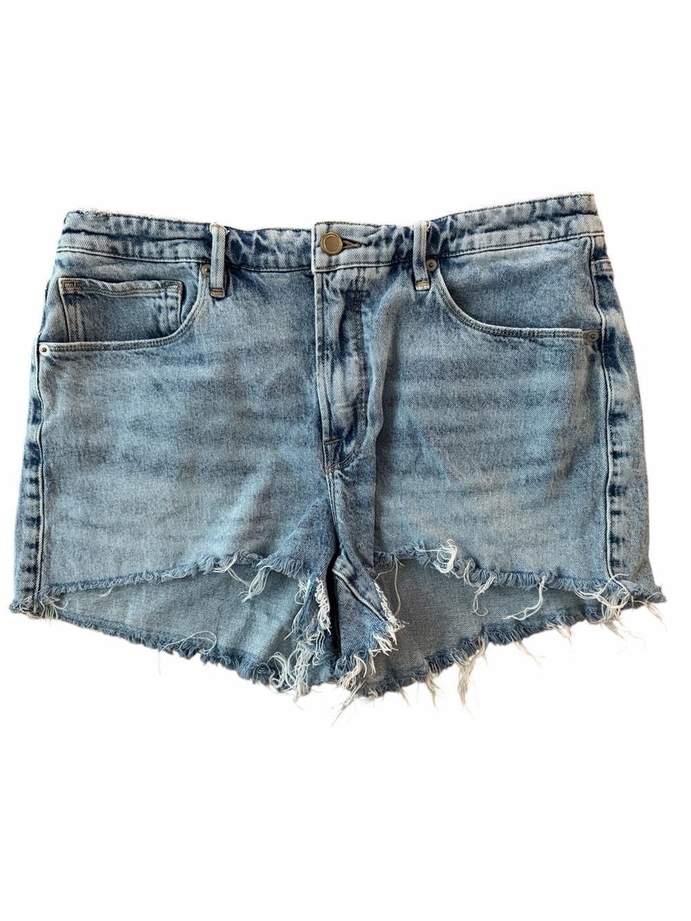 Good American Light Blue Distressed Denim Cutoff Shorts Size 14 / 32